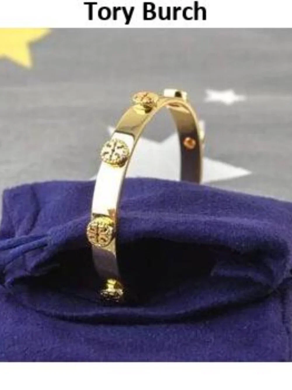 Tory Burch 18k Gold Studded Cuff Open Bracelet